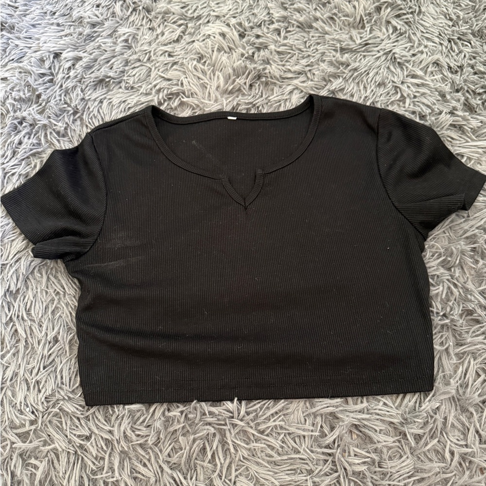 black ribbed crop top